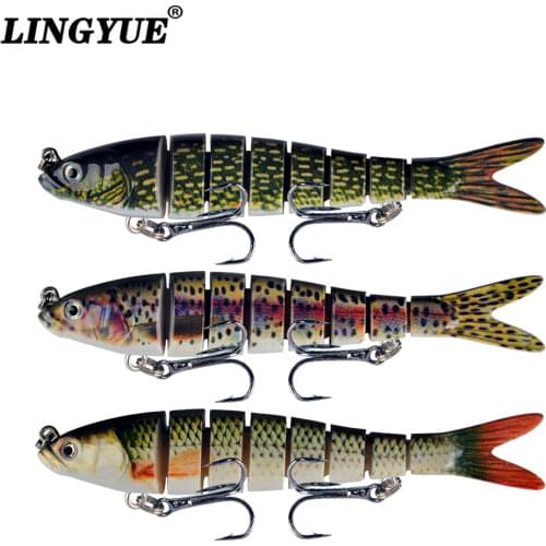 LINGYUE New Arrival 1pcs 8 Sections Swimbait Fishing Lures 13.5cm/26.8g Lifelike Wobblers Fishing Tackle 6 Colors Hard Baits