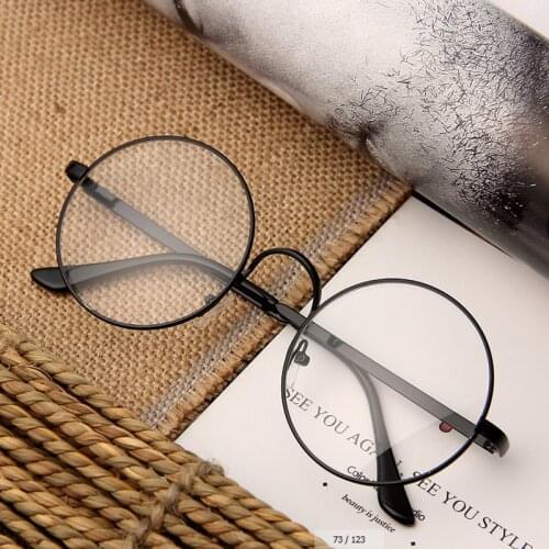 Unisex Women Men Retro Round Metal Frame Clear Lens Glasses UV 400 silver gold anti-radiation Nerd Spectacles Eyeglass