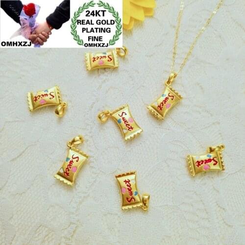 OMHXZJ Jewelry Wholesale CA394 European Fashion Hot Fine Woman Girl Party Birthday Wedding Gift Sweets 24KT Gold Pendant Charm