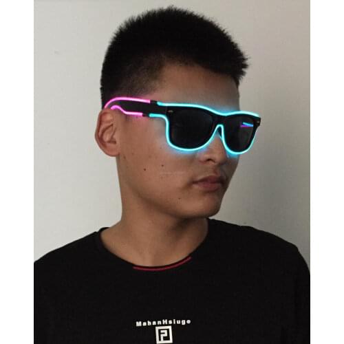 Wholesales Multicolor EL Glasses + Voice Controller 30pcs/set EL Wire Sunglasses with Black lens DJ Light UP Glow Party Supplies