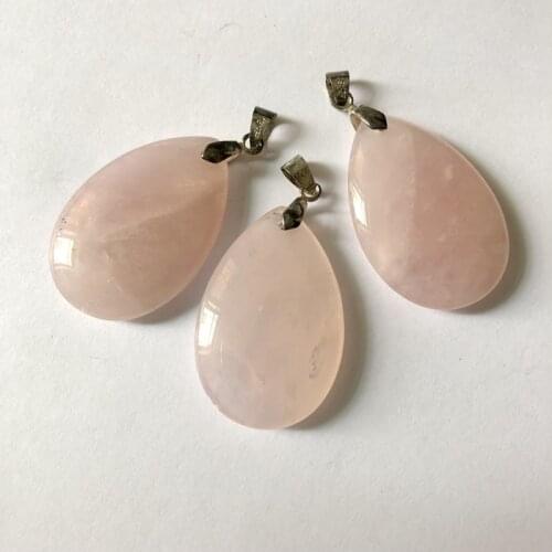 Wholeale Natural Rose Pink Quartz Pear Pendant 5pcs/lot Natural Stone Quartz Pendant,Fit Jewelry Making,25x38mm