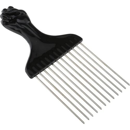 Stainless Steel Salon Hair Cutting Styling Hairdressing Barbers Brush Comb Long Comb Teeth Non-Slip Fist Shape Handle
