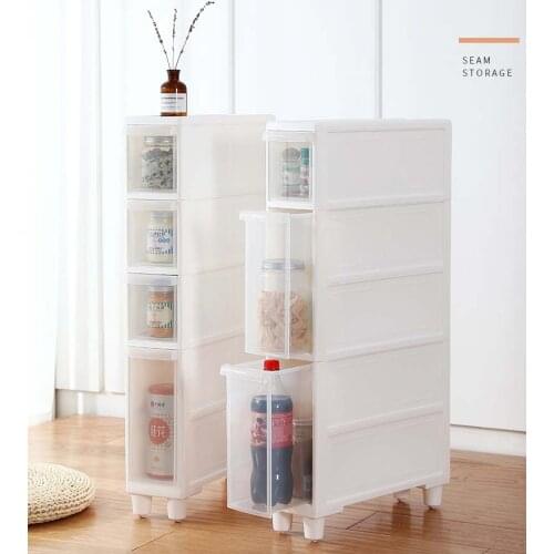 14cm Ultra narrow seam shelf kitchen refrigerator gap bedside narrow cabinet toilet drawer type seam storage cabinet pp material