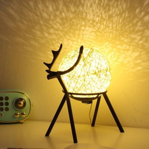 Bedside Lamp Table Decoration Bedroom Night Light Moon Deer Birthday Holiday Gift Ball Shape