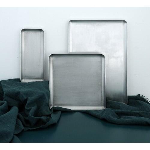 Rectangle Antique silver aluminum metal storage trays perfume trayserving platter jewelry plate decoration makeup trayFT051