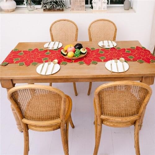 Christmas Decorations for Home Christmas Decoration Flower Mat Table Runner Red Green Home Table Decoration