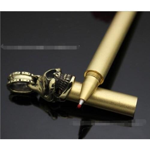Pure Copper Brass Home Decorations Skull long 150mm brass pen Wholesale 1 PC