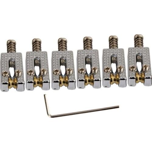 6 Roller Bridge Tremolo Saddles With Wrench For Strat Tele Electric Guitar Chrome Color