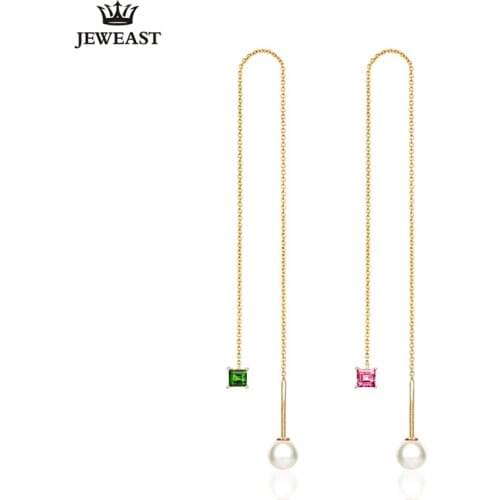 18K Pure Gold Earring Real AU 750 Solid Gold Earrings Fine Nice Gemstone Upscale Trendy Classic Party Jewelry Hot Sell New 2020