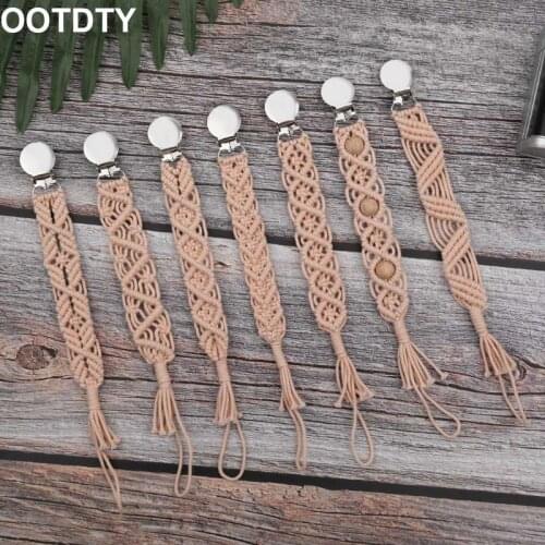 Unisex Dummy Clips Baby Pacifier Clips Pacifier Anti-Loss Rope Handmade Cotton Braided Vintage Pacifier Chain for Infant