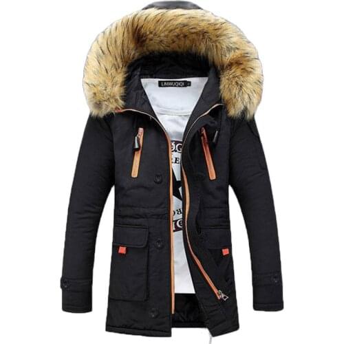 Thicken Mens Winter Faux Fur Collar Long Thick Parkas Jacket Men Outwear Hooded Windbreaker Male Outdoor -30 Degree Snow Jacket