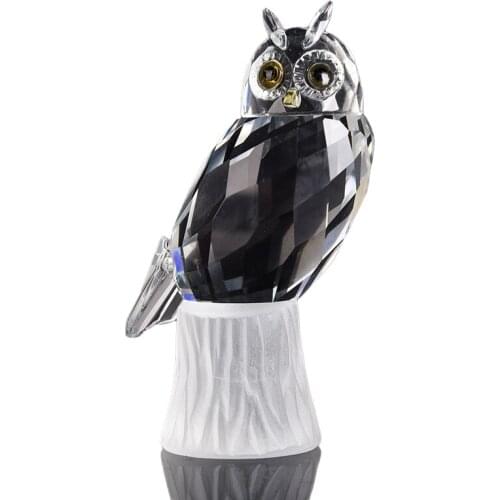 High-quality Crystal Glass Owl Family Figurines Lovely Ornament Home Decor Creative Animal Crafts Home Decor Accessories Gift