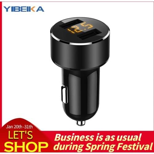 YiBeika car charger display voltage 3.1A dual USB fast charger cigarette lighter car charger mobile phone universal charger