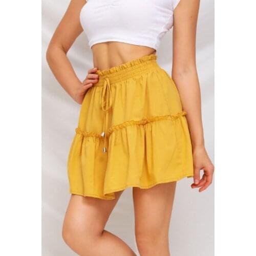 AIUJXK 10-Color Spring Summer 2021 Women Fashion Skirt Solid High Waist Casual Mini Skirts Woman Ruffles A-Line Beach Jupe Short