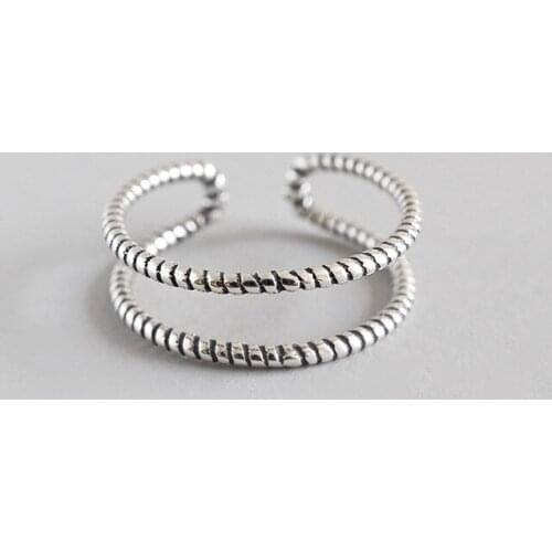 WYJZY Vintage twist braided rope sterling silver opening ring for women personality creative ladies fine clothing accessories