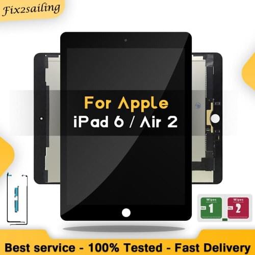 9.7" Lcds For Apple Ipad Air 2 ipad 6 A1567 A1566 Lcd Touch Screen Digitizer Panel Assembly Complete +Adhesive