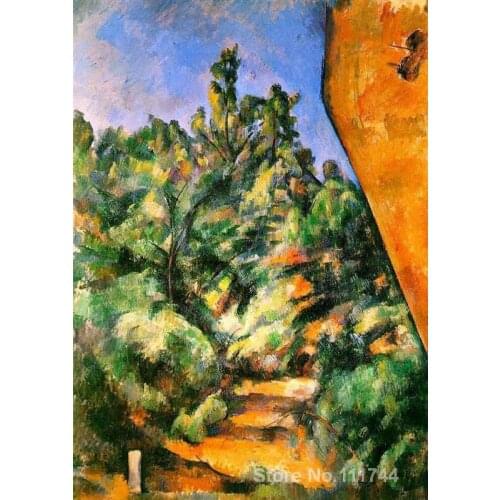 Famous art Bibemus. The Red Rock Paul Cezanne painting High quality Hand painted