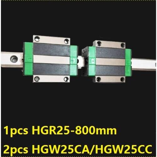 1pcs linear guide rail HGR25 800mm + 2pcs HGW25CC/HGW25CA linear carriage blocks for CNC router parts Made in China