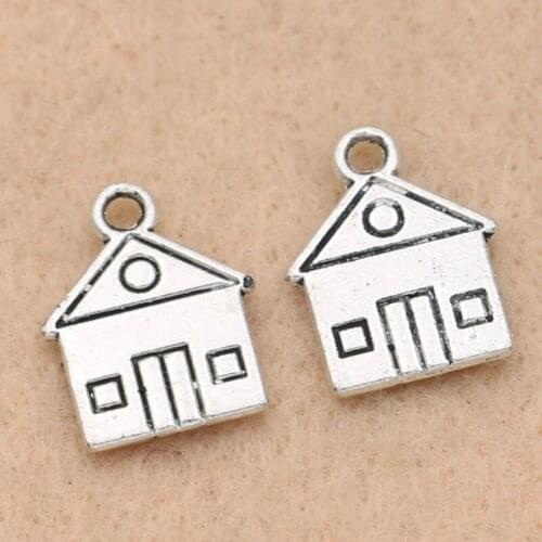 10pcs Antique Silver Plated House Charm Pendant Jewelry DIY Accessories Jewelry Findings Making 16x13mm
