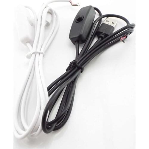 2Pin 1M USB Extension Cable Connector Power Supply Wire LED chips light 501 on/off Switch Electrical 5V For LED Lighting Tablet