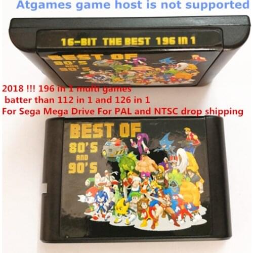 2018 !!! 196 in 1 multi games batter than 112 in 1 and 126 in 1 For Sega Mega Drive For PAL and NTSC drop shipping