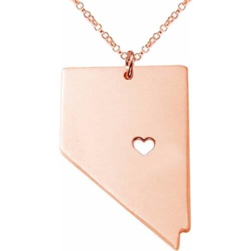 30pcs/lot Outline Map Necklace I Heart Nevada Map Necklace Nevada Silhouette Jewelry Personalized State Charm Map Necklace