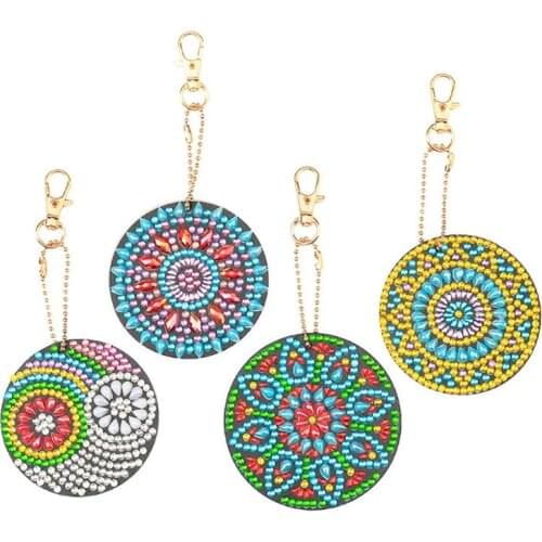 4pcs Mandala Keychains DIY Full Special-Shaped Diamond Painting Keychains Women Bag Pendant Diamond Embroidery Cross Stitch