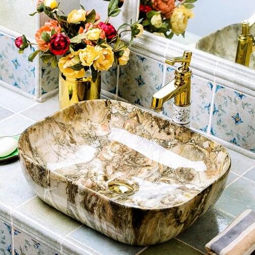 50*39cm vanity above counter basin retro ceramic household European style bathroom creative bathroom art bathroom vanity basin