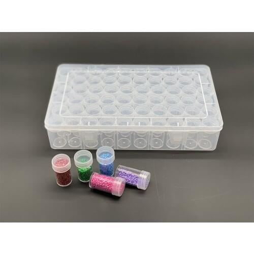 60 Bottles Box Transparent Container Case Diamond Painting Accessories Diamond Embroidery Beads Storage Box Organizer Tools
