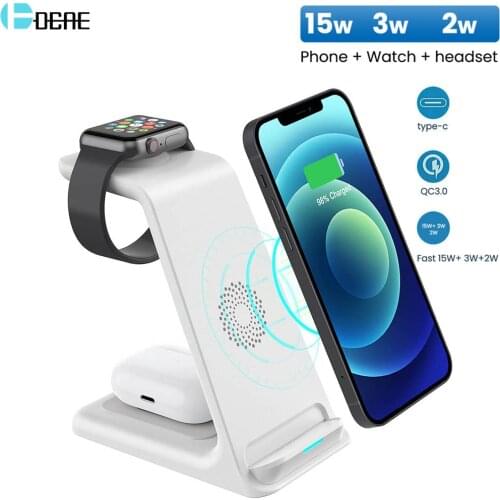 3 In 1 20W Qi Wireless Charger Stand For IPhone 12 11 XS XR X 8 Apple Watch Fast Charging Dock Station for Airpods Pro iWatch 6