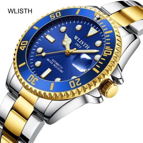 WLISTH Mens Watch Automatic Mechanical Watches Men Fashion Luminous Calendar Clock Male Waterproof Business Relogio Masculino