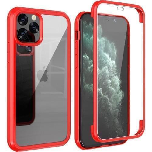 Full Cover Phone Case For iPhone 11 12 Pro Max Shockproof Clear Tempered Glass With Built-in Screen Protector