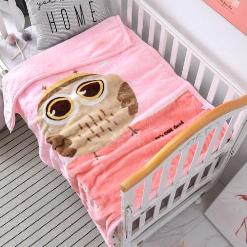 Thicken Double Layer Raschel Kids Blankets for Beds Owl Panda Print Infant Swaddle Stroller Wrap Newborn Baby Blanket Bedspread