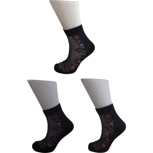 Edwol Women See-Through Pattern Socks 3'lü