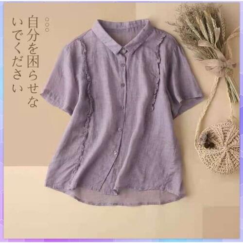 Oversized t-Shirt Short Sleeves Tee Shirt Summer Pullover Vintage Blusa Cotton Linen t-Shirts Plus Size Summer Loose Thin Top