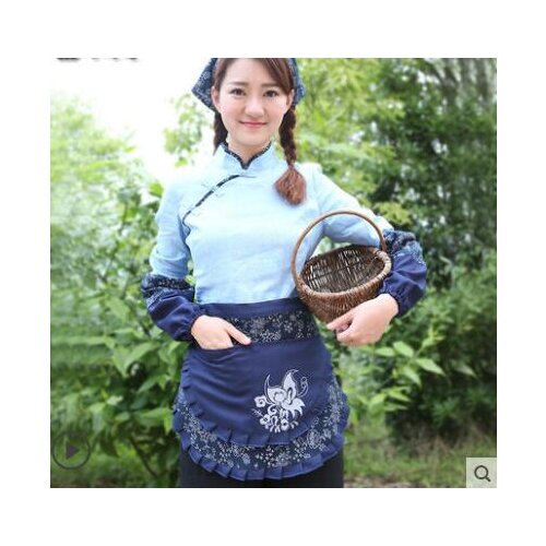 Cotton and linen anti-fouling apron kitchen oil-proof cooking belly waist Household simple adult sleeveless hanging neck gown