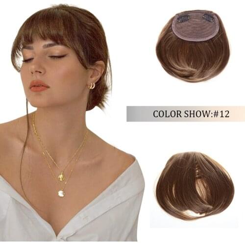 Valentwigs 6“ Fake Fringe Bangs Clip in One Piece Bangs Synthetic Hair Pieces Front Neat Bangs Straight Style For White Women