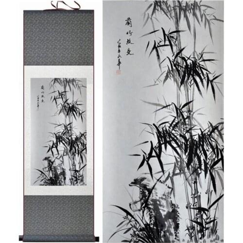 Bamboo painting Chiense characters and Flower painting Home Office Decoration Chinese scroll painting