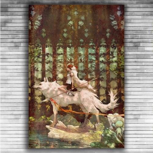 Princess Mononoke Ghibli Cartoon Classic Hot Japan Anime 6 Silk Fabric Wall Poster Art Decor Sticker Bright