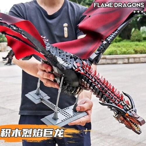 Super 18K K89 Red Dragon Model Movie Series Small Particle Toy Building Blocks Childrens Gifts