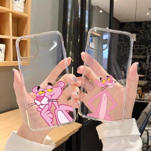 Pink panther cute cartoon Phone Case Transparent soft For iphone 5 5s 5c se 6 6s 7 8 11 12 plus mini x xs xr pro max