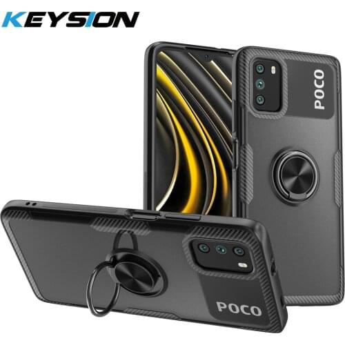 KEYSION Fashion Clear Shockproof Case For Xiaomi POCO M3 X2 M2 Pro F3 Transparent Ring Phone Back Cover for POCO X3 NFC X3 Pro