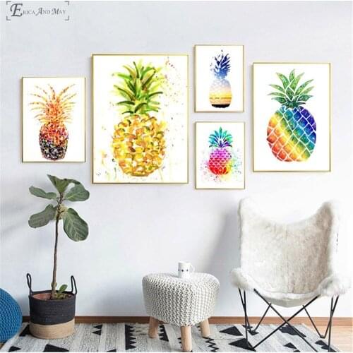 Pineapple Colorful Plants Artwork Wall Art Canvas Painting Poster For Home Decor Posters And Prints Unframed Decorative Pictures