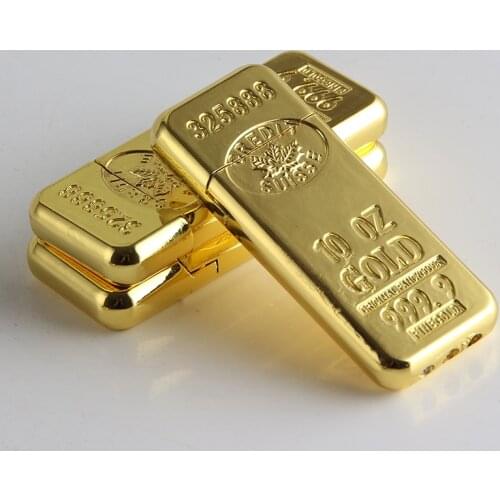 New Cigarette Lighters Gold Bar Shape Butane Gas Lighters Grinding Wheel Metal Kerosene Lighter Accessories Gadgets For Men Gift