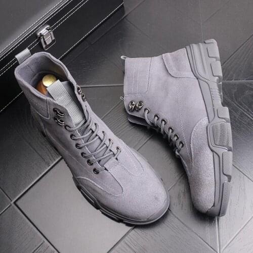 New Martin boots thick sole cowboy casual ankle boots Mens Driving Party Flats chaussures Wrinkle resistant casual shoes