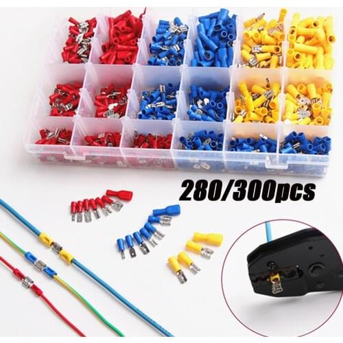 Wire Crimp Connectors,Insulated Electrical Wire Terminals Ring Spade Butt Quick Disconnect Piggy Back Bullet Connector Mix Kit