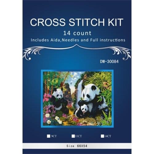 ONEROOM Panda family Cross Stitch Embroidery Kits 14CT Similar dmc threads Cotton Thread Painting DIY Needlework DMC