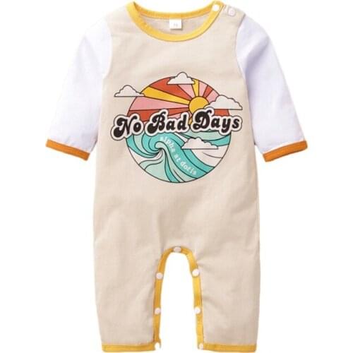 Fall Baby Long Sleeved Trousers Jumpsuit Infant Rainbow Patter Bodysuit Kids Playsuit Boy Girl Letter Rainbow Pattern Rompers