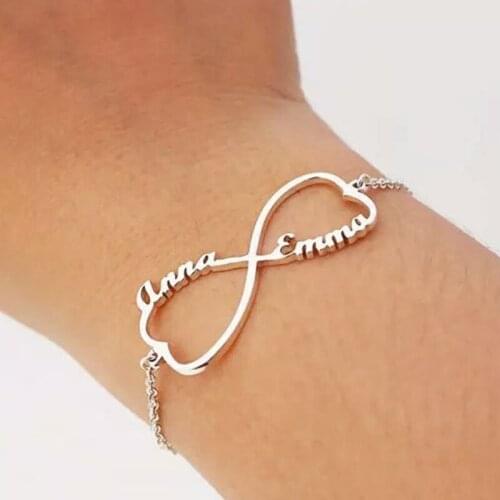 Personalized infinite Name Bracelet Heart Shape Charms Handmade Women Kids Jewelry Signature Love Message Customized Gift