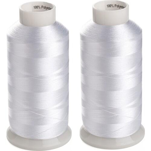 Polyester Machine Bobbin Fill Thread Pre-Wound Machine Embroidery Thread 5000m 2 Spools White Black High Tenacity Super Sheen